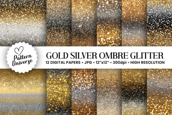 Download Gold Silver Glitter Ombre Backgrounds - Backgrounds Collection