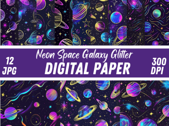 Download Neon Space Galaxy Glitter Backgrounds - Backgrounds Collection